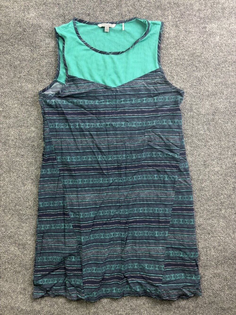 Toad&Co Tank Dress Womens Large Blue Stripe Scoop Neck Pockets Casual Travel